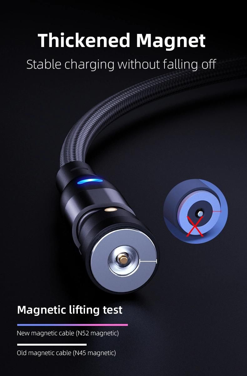 2021 New Product Hot Wholesale LED Flowing Light Magnetic Charging Cable Cellphone Fast Micro USB Cable Charger Data Cable Line