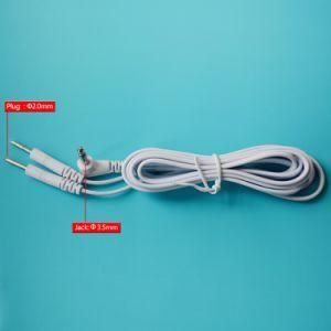 Right Angle 3.5mm Mono Jack Split to 2 2.0mm Plug Electrode Cable