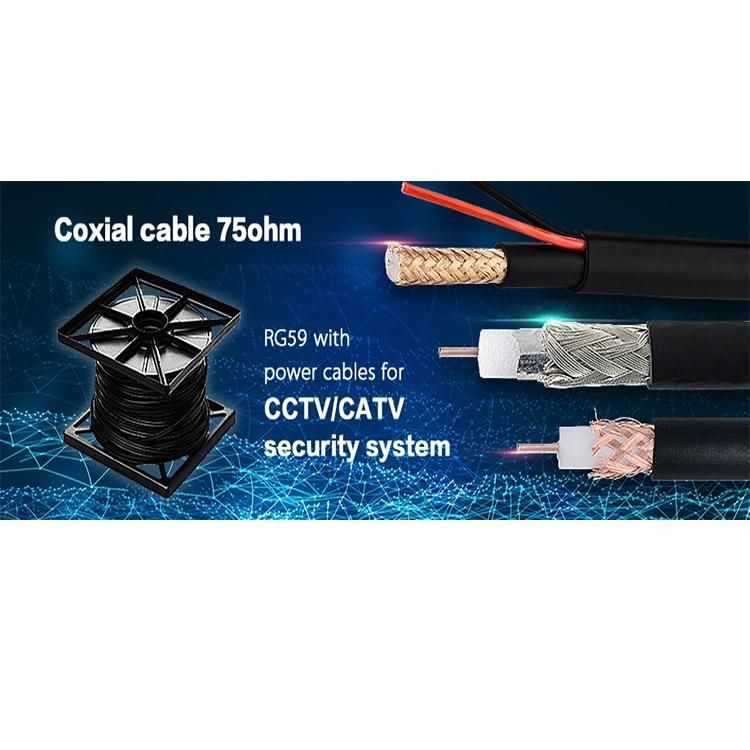 High Quality Coaxial RG6 Cable Bulk Dual Quad Shield Coax 18 AWG TV Satellite
