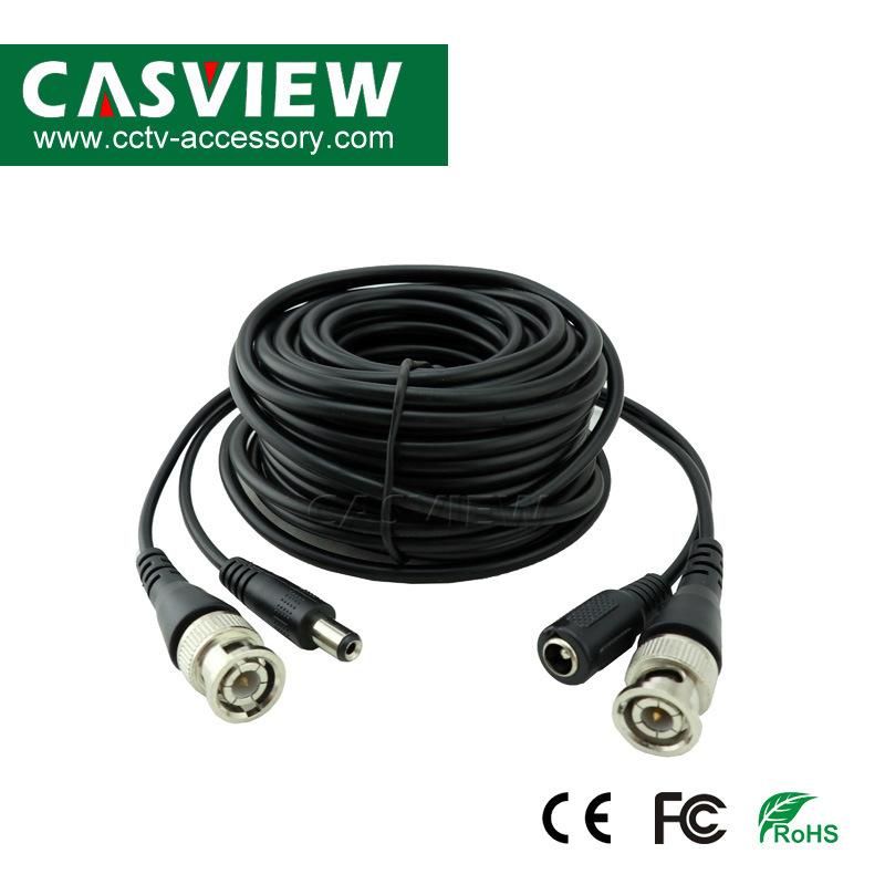 20m 2 in 1 Video and Power All in Cable with BNC and DC Connector Cable Color Black or White Optional CCTV Camera System Accessories Ce