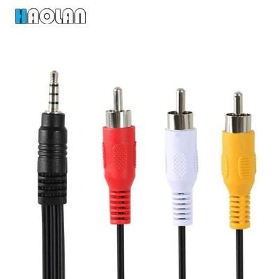 Audio and Video Cable 3.5mm to 3 RCA Male Stereo Cable 3 FT Black RCA Cable