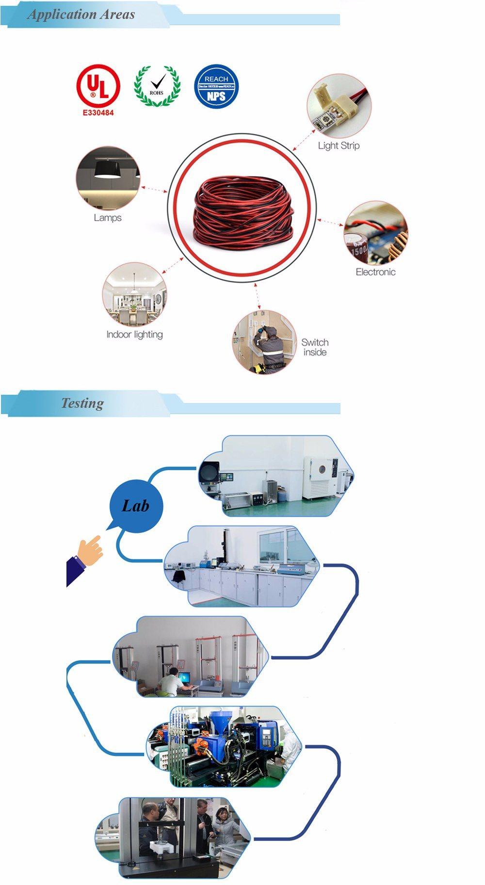 UL2468 Bare Copper Conductor 2 Core 16 AWG Solid Conductor Flat Ribbon Cable Electric Wire