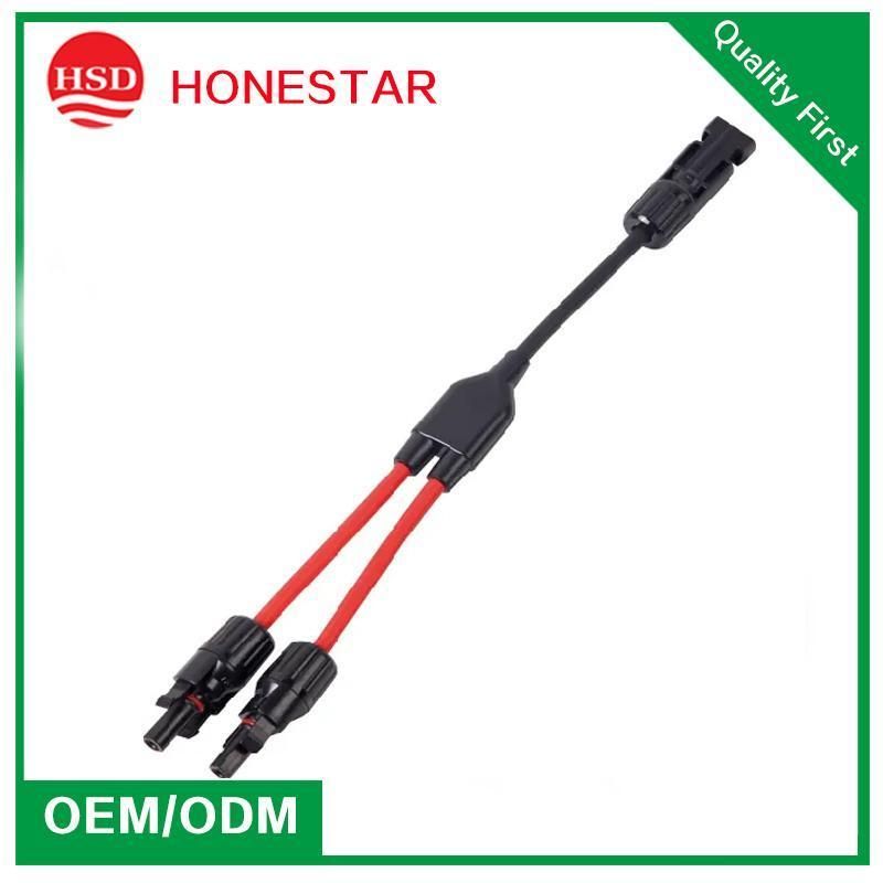 600V Waterproof Solar Power PV Wire Harness 2 to 1 Y Branch Connector Cable