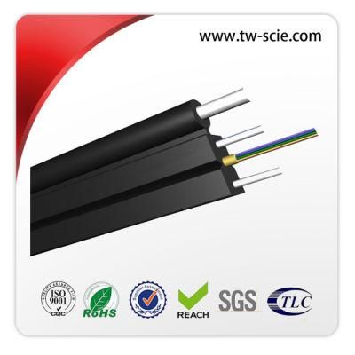 3 Steel Wires FTTH Fiber Optic Cable Outdoor, Black Fiber Optic Network Cable
