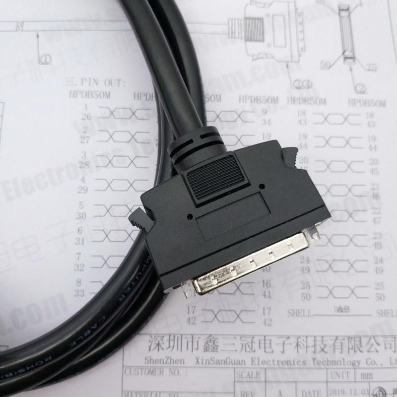 Customized Cable Hpdb50pin SCSI Cable for Servo Motor Controller