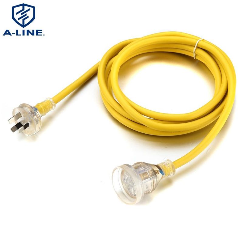 Australia Transparent Three Pins Extension Cord with SAA Certification