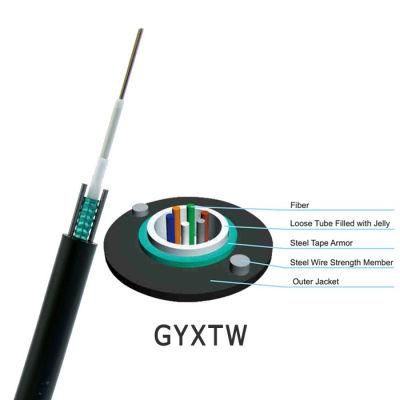 Outdoor Aerial Optic Cable GYXTW 12 Core Single Mode Fiber Optic Cable
