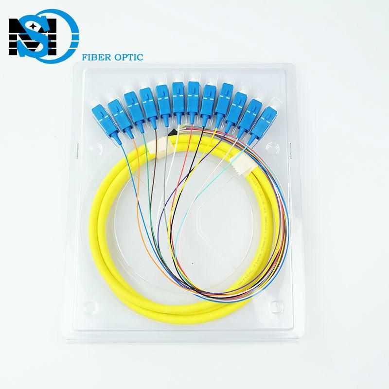 Sc/Upc Single Mode 12 Color Fiber Optic Pigtail 3.0 mm Fan out Fiber Cables