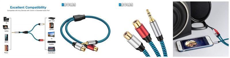 RCA to Audio Cable, 3.5mm to 2 RCA Female Cable