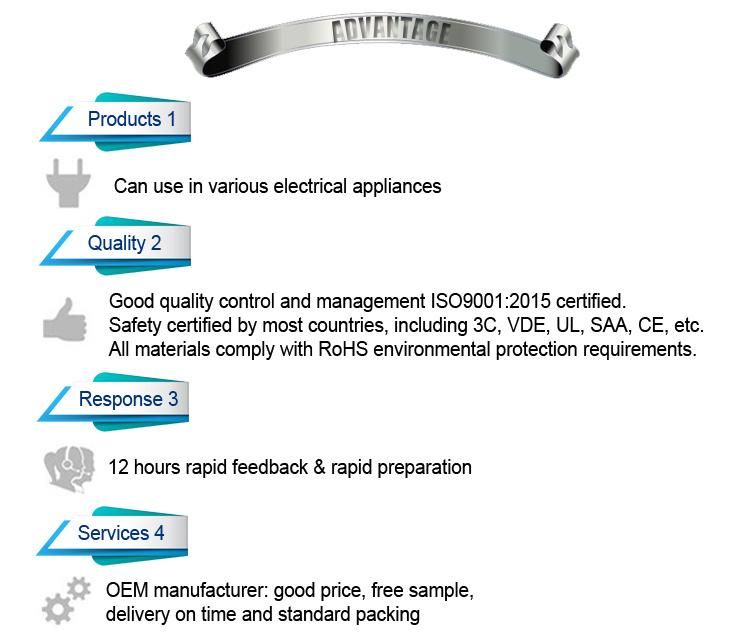 Europe Standard Extension Power Cords with VDE 10A 3 Pin Plug