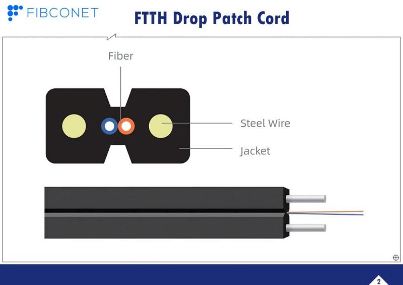 FTTH Single Mode Simplex Sc/Upc PVC LSZH Fiber Optic Drop Cable Outdoor Fiber Optic Patch Cord