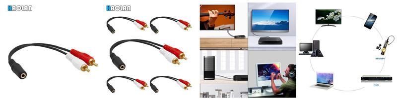 3.5mm to RCA Cable, 3.5mm Female to 2RCA Male Stereo Audio Cable Gold Plated Compatible Smartphones, MP3, Tablets, Speakers, Home Theater, HD