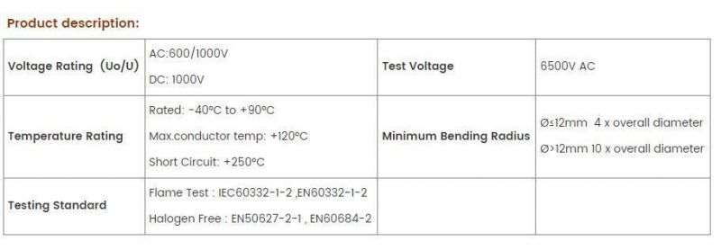 New Energy Solar Power Cable PV1-F Twin Solar Cable 4 mm2, 6 mm2 Solar PV Cable