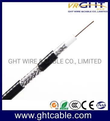 0.8mmccs, 4.8mmfpe, 48*0.12mmalmg, Od: 6.7mm Black PVC RG6 Coaxial Cable