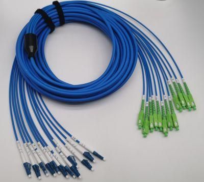 Soft Cable Optical Fiber 0.2mm Breakout Cable Patch Cord Sc-LC 24f Breakout Patch Cord for Indoor