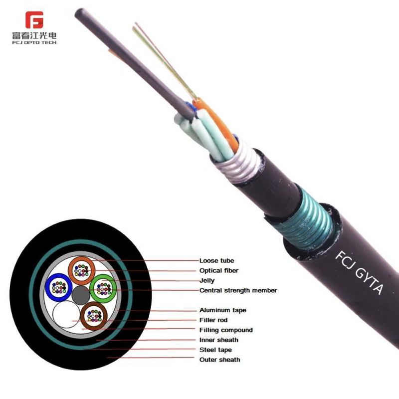 Outdoor 2-288 Core Fiber Optic GYTA Cable Stranded Aluminum Tape Cable