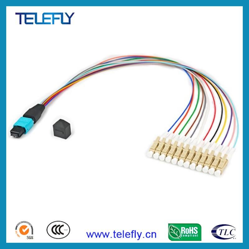 Om3 Om4 12/24 Fiber Male MTP MPO to LC/Upc MPO to LC 12 Cores Fiber Optic Patch Cord MPO / MTP Harnesses Cable Colourful Cable