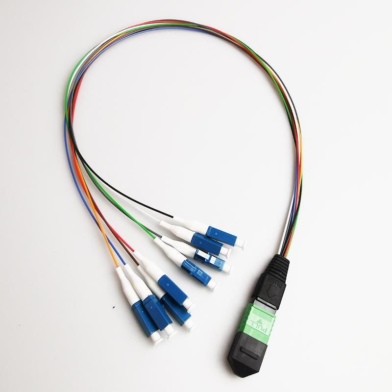 8fiber Male MTP/APC to LC/Upc Fan out 0.9mm 12 Color Fiber Optic Patch Cord MTP/LC Harness Cables