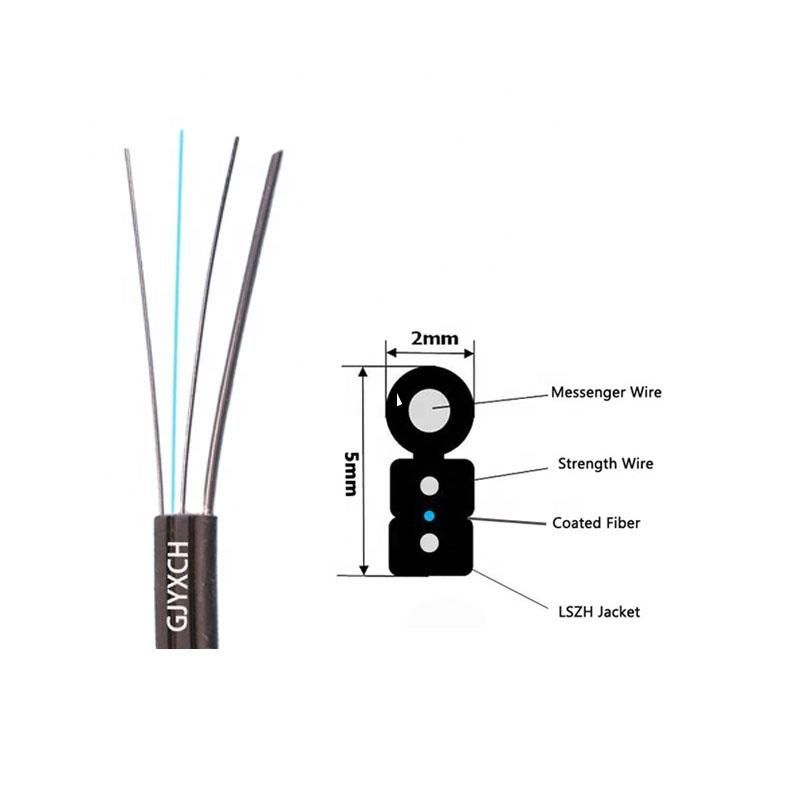 Self-Supporting Outdoor Steel Messenger Wire FRP G657 FTTH Drop Fibra Optica 2 4 1 Core Fiber Optic Cable