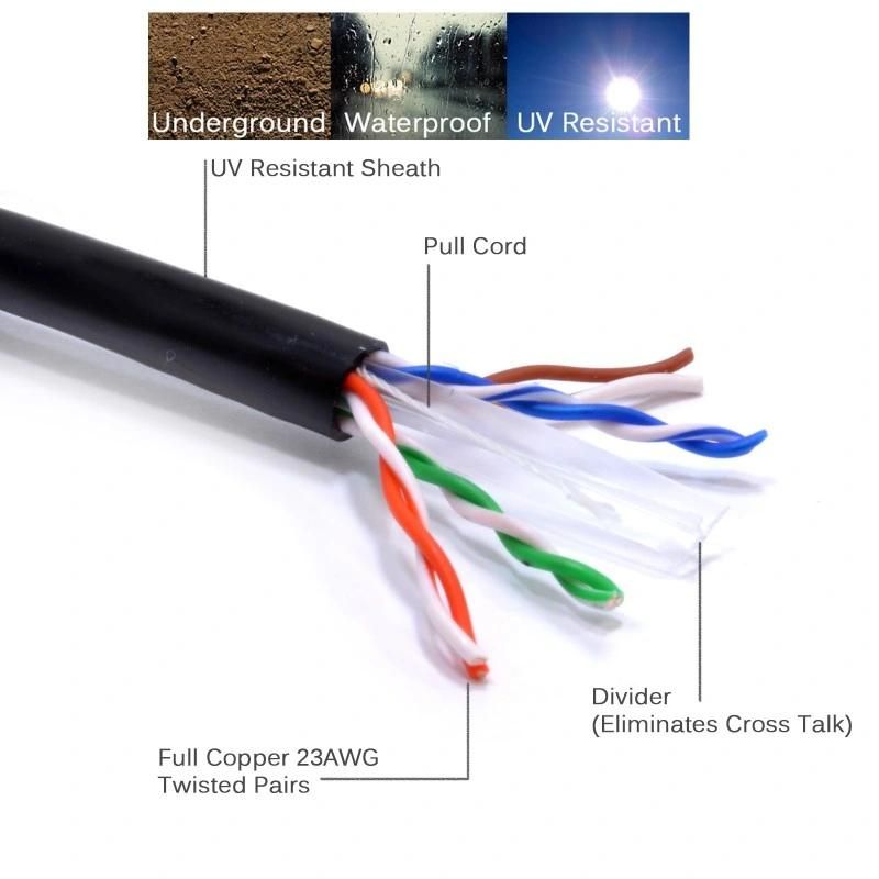 UTP CAT6 PE Sheath for Outdoor Use Installation Cable