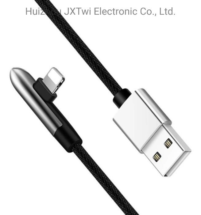 Fabric Braided Right-Angle USB Cable for Apple/Android/Type C Cell Phone