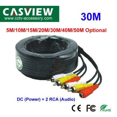 30m CCTV Cable 3 in 1 Power and Two RCA Connectors DVR Camera Accessory Surveillance System Wire