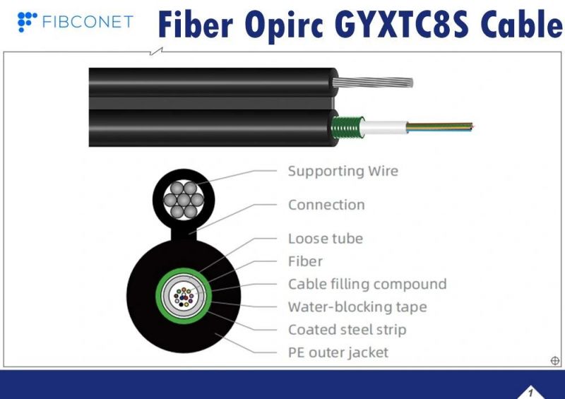 Outdoor Single-Mode Fiber Optic Cable Gyxtc8s Cable Figure 8 Central Loose Tube Cable