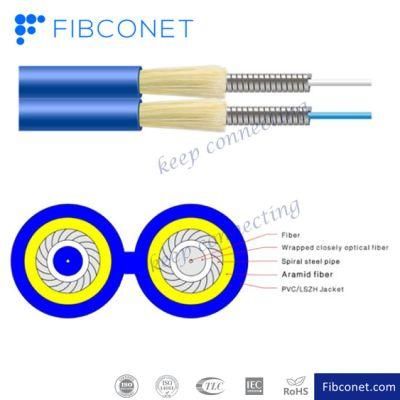 FTTH Indoor G657A1 G657A2 Gjsfjbv Fiber Optic Multi-Core Double Tube Spiral Armored Cable