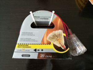 Clear Vinyl Glossy Extension Cord with 3outlet End