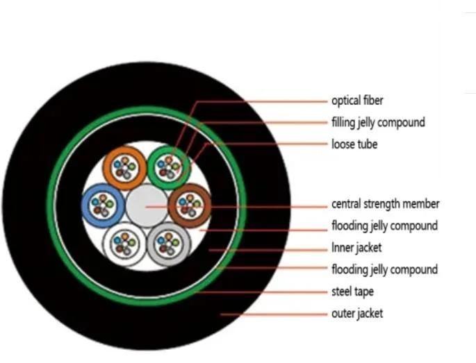 Hot Sales China Manufacturer Outdoor Fiber Cable Armored PE Loose Tube Fiber Optic Cable GYTY53 G652D/G657A1/G657A2 for Direct Buried Method