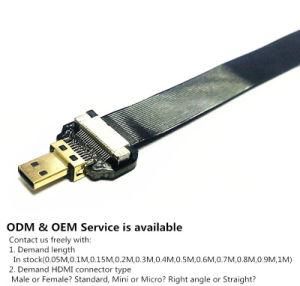 Xaja 30cm Ultra Thin Soft HDMI Cable Micro Type D Straight Female to Male Type D Micro Straight Soft Super Flat Ribbon Cable