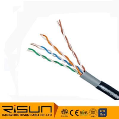 Cat5e 24AWG UTP Solid Double Jacket PVC PE Cable