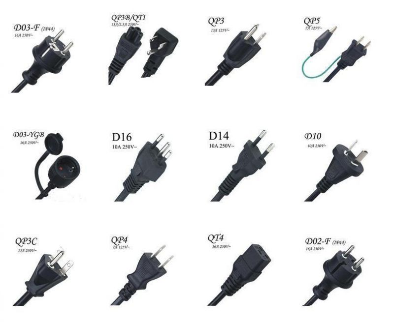 CE Approval Lamp Power Cable German 2 Core Plug E14 E27 E26 Light Stand