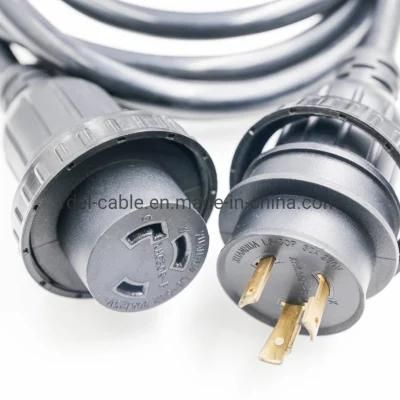 Heavy Duty Power Extension Cord 30A 10 AWG L5-30p to L5-30r Locking Connectors