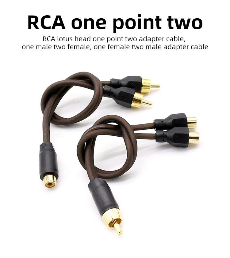 Car Audio Cable RCA One Male Plug to Couple 2 RCA Female Signal Wire for Car Amplifier
