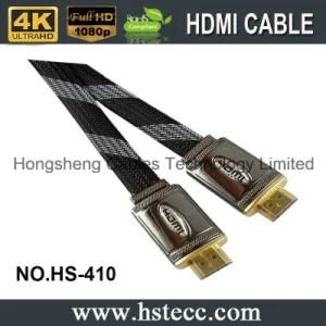 Gold Plated Supports Ethernet 3D1.4 2.0 4k Flat HDMI Cable with Metal Shell