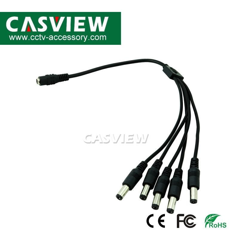 5.5 X 2.1mm DC 1 to 5 Way Power Splitter Cable 1 Female to 5 Male Jack Connector Wire for LED Strip Light CCTV Camera