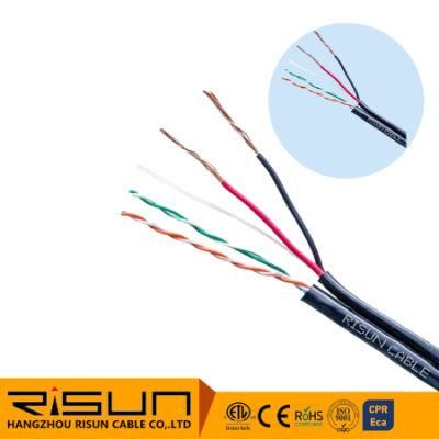 2p Twisted Network Wire UTP Cat5e+2c Siamese LAN with Power CCTV Cable for IP Camera