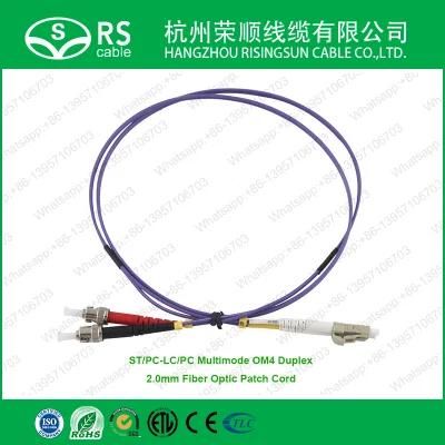 St/Upc-LC/Upc Multimode Om4 Duplex 2.0mm Fiber Optic Patch Cord