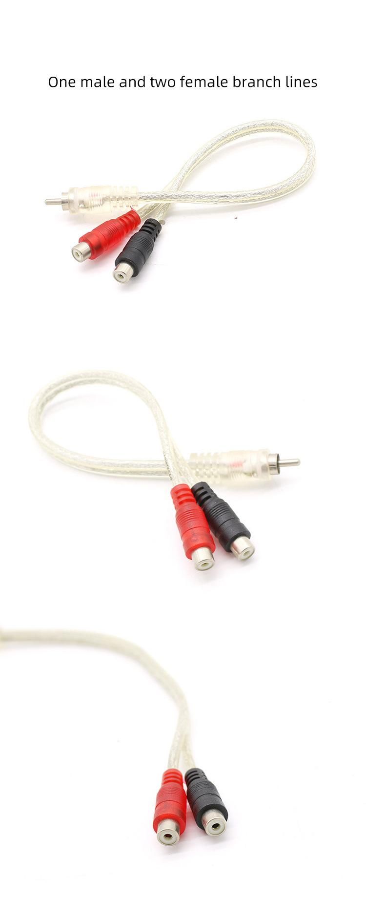 Audio Cable RCA Plug to RCA Plug Audio AMP 2 RCA One to Two Car Audio Lines