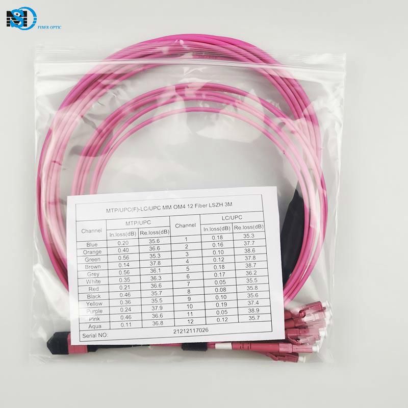 Manufacturer Preconnectorized Sm Om3 Om4 Multi-Mode 8 12-Fiber MTP/MPO-LC Fiber Optic Patch Cord