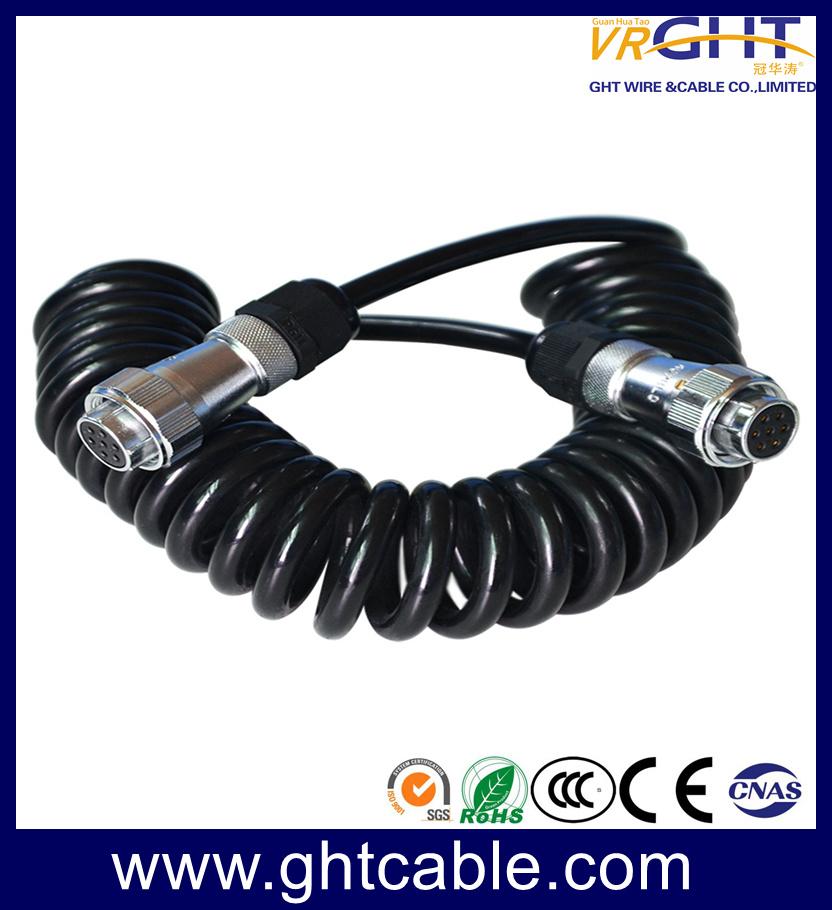 7 Core Spring Wire Trailer Cable, 7 Pin Truck Electric Coiled 4p Aviation Connector Camera Semi-Trailer Spiral Cable