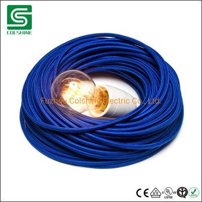 Round Vintage Fabric Braided Woven Flexible Electrical High Quality Lighting Wire Cord Cable