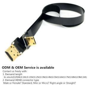 Xaja A1-C Fpv Standard HDMI a Male to Mini HDMI up Down Angle Type C Male Female FPC Ribbon Flat HDMI Cable for Camera Monitor 5D3