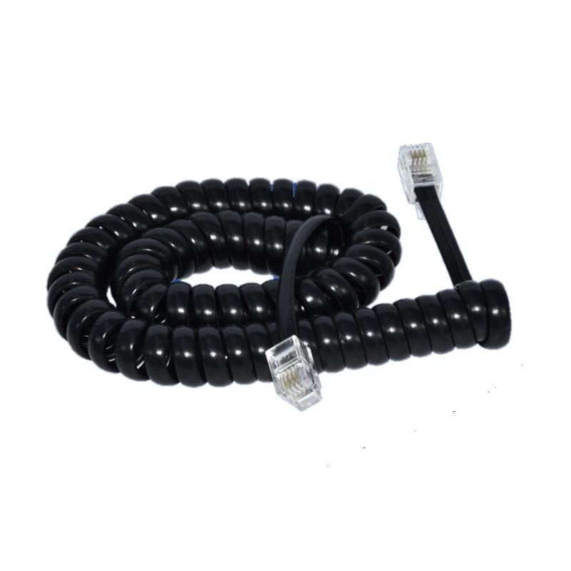 Rj9 Handset spiral Coil Cord Telephone Cable 4p4c Coil Cord Voice Extension Cable
