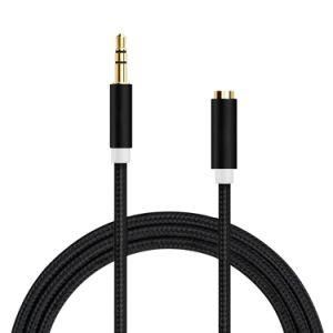 Black Braided Aux Extension Cable with 3.5mm 1/8&quot; Trs Stereo Jack Male to Female Stereo Plug