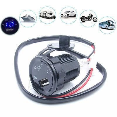 12V 2.1A USB Voltage Voltmeter Power Plug Socket Charger Adapter