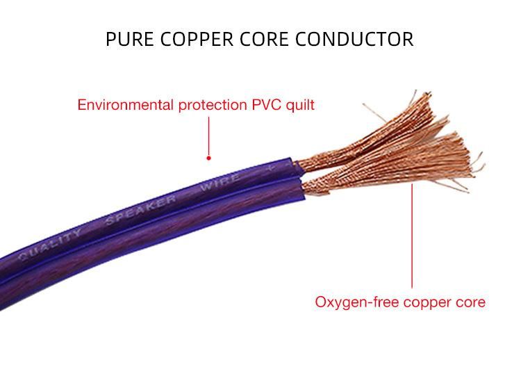 Purple Wholesale Color Pure Copper Speaker Cable 16ga/18ga Car Audio Oxygen-Free Copper Audio Speaker Cable Roll Audio Cable