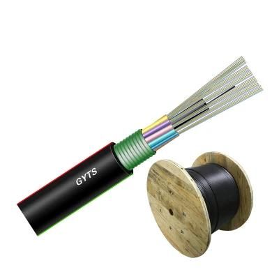 Outdoor Duct Armoured Steel Tape Single Mode 24 48 96 Core G652D 12 Core Fiber Optic Cable Anti Rodent Cable GYTS