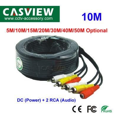 10m/32FT 2 RCA DC Connector Audio Power AV Cable All-in-One CCTV Wire Camera Accessory